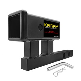 KAIRAY 1-1/4 inch to 2 inch Hitch Adapter Trailer Hitch Extension Riser with 4 inch Rise and 3-3/8 inch Drop for Class I and Class II Receivers