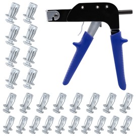 Waltool 31Pcs M4 M5 M6 Jack Nuts Petal Nuts Assortment Kit with Anchor Gun, Zinc Plated Steel Threaded Insert Nutserts Jacknut Screw Anchors for Hardboard Plastic Polywood Pressboard