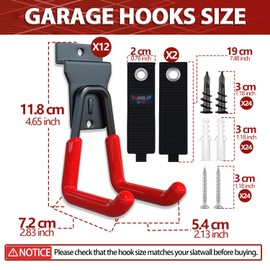 3-H Slat Wall Hooks 12 Pack 4.5 Inch, Slatwall Hooks U Shape,Slatwall Accessories Heavy Duty for Space Saving Used as Proslat Accessories(Red