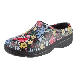 totes Women's Everywear Bailey Clog, Black Garden Floral, 8