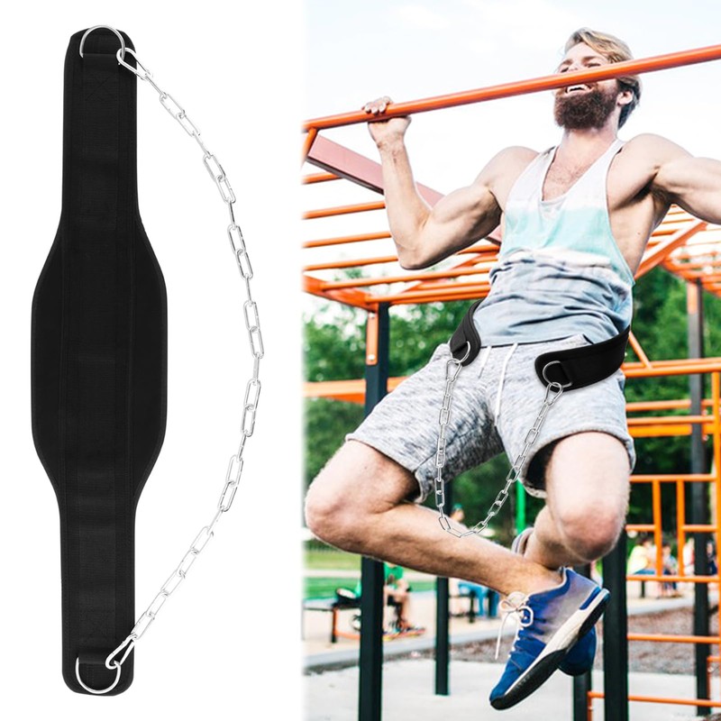 Dip Belt With Chain,Weightlifting Belt or Pull-Ups, Powerlifting, Squats, and