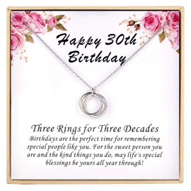 CHICLOVE Birthday Gifts for Women, 30TH 40TH 50TH 60TH 70TH 80TH 90TH Birthday Gifts, Happy Birthday Necklace, 925 Sterling Silver Birthday Necklace, Birthday Jewelry for Women, Sterling Silver, No