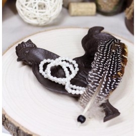 Ebros 7.5"W Rustic Country Farm Rooster Chicken Cast Iron Jewelry Coin Keys Tray