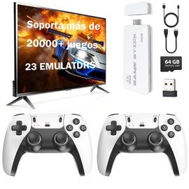 Consola de Videojuegos Retro Game Stick 4K,Consola de Juegos Retro 64G,20000+ Juegos Soportados ,23 Emuladores Clásicos, Salida HDMI TV,con Doble Mando Inalámbrico 2.4G,Consola Regalo para