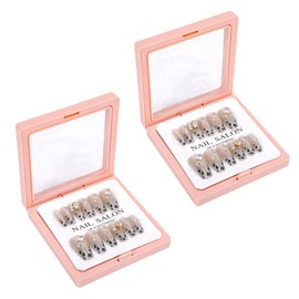 2 Packs Bling Coffin Press on Nails Y2K Square Fake Nails with Vivid Color Fashion Glossy Gel Acrylic Reusable UV Finish Full Cover Stick on Nails for Women Girls Leopard Pattern 24 PCS
