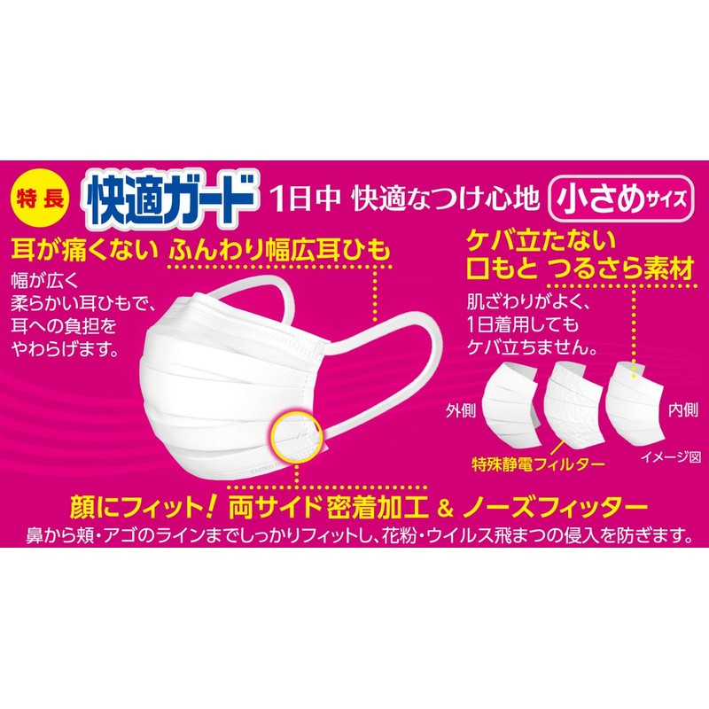 Hakugen Earth Comfort Guard Masks, Small Size, 60 Pieces (Individually