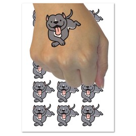Pit Bull Happy Laying Down Dog Temporary Tattoo Water Resistant Fake Body Art Set Collection - 54 1" Tattoos (1 Sheet)