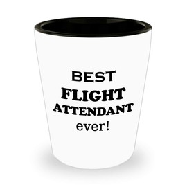 Appreciation Gifts for Flight Attendant Shot Glass Tequila Shotglass Novelty Drinkware - Cabin Crew Steward Stewardess Air Host Airline Aviation Funny Cute Idea Recognition Award Reward - BestEver