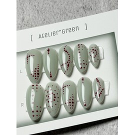 Vintage dot henna handmade handmade nail tips - short coffin / 빈티지도트헤나 핸드메이드 수제네일팁 - 숏 코핀