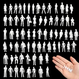 50PCS 1:100 Scale White Unpainted Mini People Figures, Miniature People Model, Standing and Sitting Mini Diorama Figures for Model Trains Railroads, Architectural Project, Miniature Scenes, Home Decor