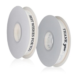 2pcs Thank You Ribbon, 0.59 Inch × 40 Yards Cotton Ribbon, Natural Twill Tape, Elegant Texture, Durable for Home Decoration, Wedding Return Gifts, Teacher's Day Gifts, Etc.