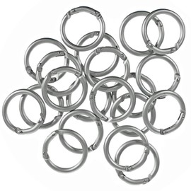 20 Pack Round Carabiner O-Rings - Silver O-Spring Loaded Gate Clips - Hook Key-Ring Buckles (Silver)