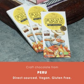 Maraná Chocolate Piura 70% Dark Chocolate 3 Pack - Peruvian Chocolate - Premium, Bean-to-Bar, Direct Sourced, Made at Origin, Single Origin, Woman Owned, BIPOC Owned, Organic, Award Winning - Vegan, Soy-Free, Gluten-Free - Bundle