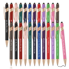 Snarky Funny Office Pens,24 Pcs Negative Sarcastic Hilarious Quotes Work Ballpoint Pens with Stylus Tip for Colleague Co-workers Gift Black Ink (Style 1, 24)
