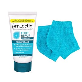 AmLactin AmLactin Foot Repair Foot Cream Therapy, 3 oz and One Pair Moisturizing Heel Socks (Packaging May Vary)