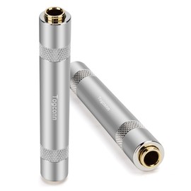 1/4 Inch TRS/TS Female to Female Gold-Plated Coupler (2 Pack), 1/4" TRS Stereo and TS Mono Jack Adapter Joiner, 6.35mm Extension Gender Changer Converter Connectors for Amplifier Speaker Guitar Sound