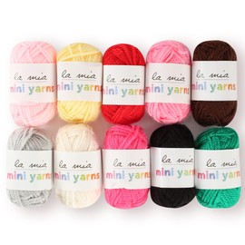 10 Skein Premium La Mia Mini Yarn, Acrylic Bonbons, Total 3.5 Oz, Each 0.35 Oz (10g), Crafts Yarn, Knitting and Crocheting Starter Kit for Colorful Craft, Version 8