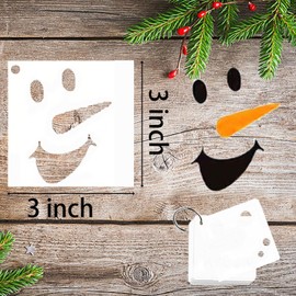 Christmas Snowman Face Stencils for Crafts Reusable Drawing, Small Ornament Stencils for Painting on Wood Balls Wall Home Decorations (3 * 36PCS)