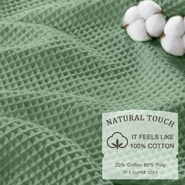 SMTHOM Green Waffle Weave Shower Curtain Cotton Fabric Texture Shower Curtain for Bathroom,48Wx72L