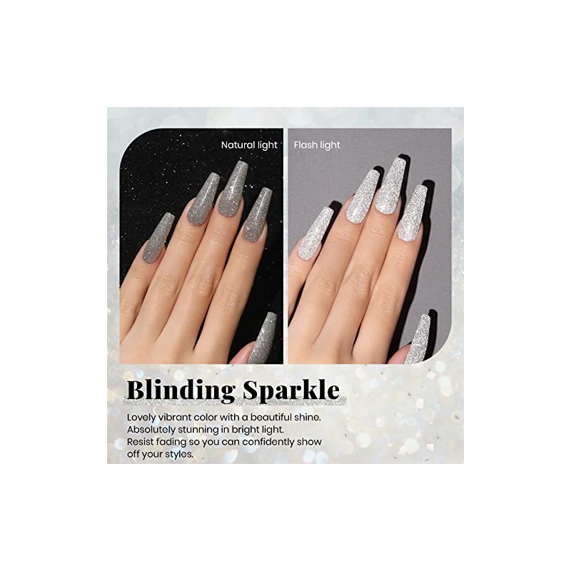 Beetles Diamond Gel Polish Color 15ml Silver Glitter Soak Off