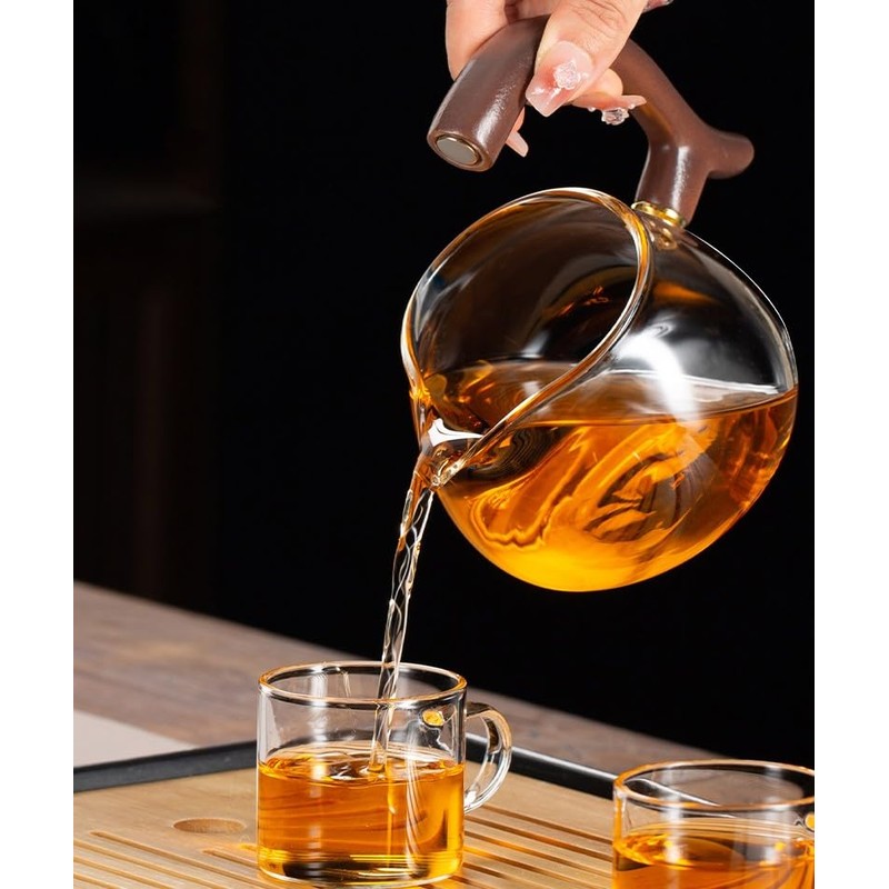 Fire Kirin Glass Teapot Set with Infuser Semi Automatic Tea