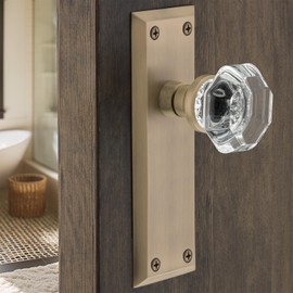 Nostalgic Warehouse New York & Waldorf Crystal Door Knob with Plate