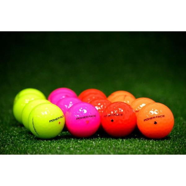 Poker Face 2 Piece Color Golf Ball Just Released New Brand Red Pink Neon Green Orange (2 Dozen)