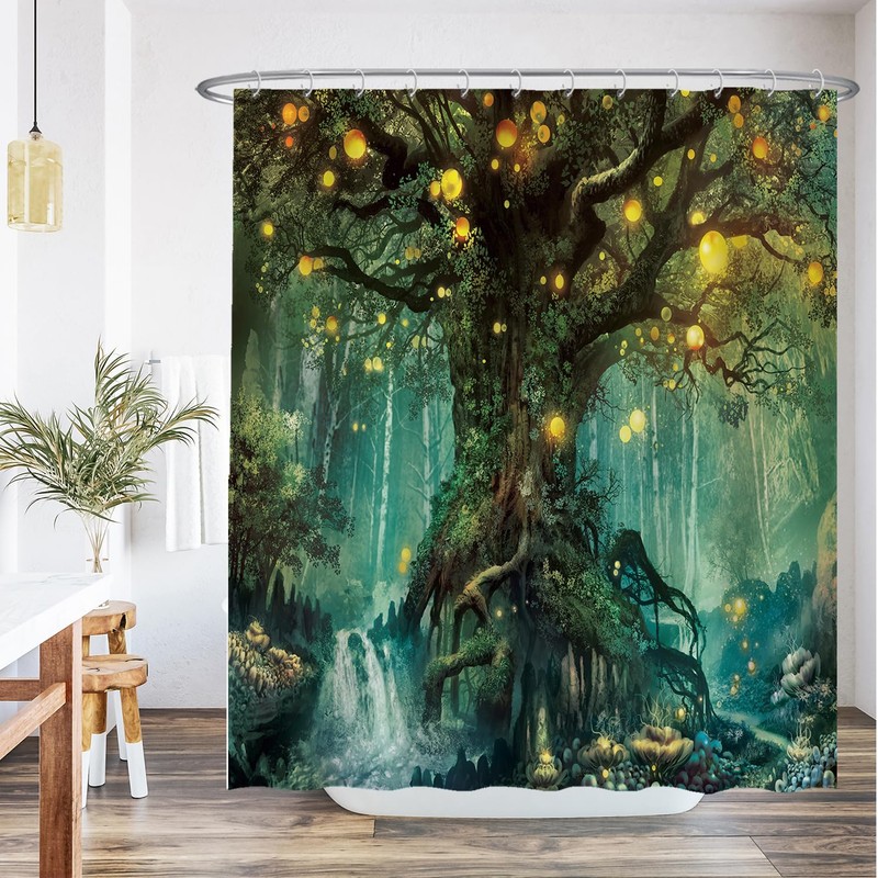 Ulticool Shower Curtain - Fairy Tale Elf Tree Magic Forest