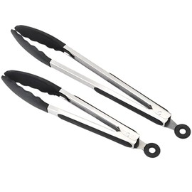 Armo® Stainless Steel Kitchen Tongs Locking Metal Food Tongs 9 INCH & 12 INCH BBQ Air Fryer Salad Pasta Kitchen Tongs Pack of 2