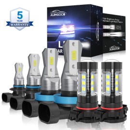 AUIMSOCO For Chevy Colorado 2015-2022 Car LED Headlight High Low Beam Fog Light Bulbs Kit