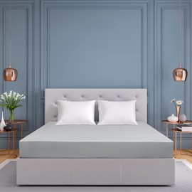 PiccoCasa Bamboo Fitted Sheet, Viscose from Bamboo Soft Silky Breathable Wrinkle Fade Resistant, Organic Bamboo Cooling Sheets with 16" Deep Pocket Light Grey Single