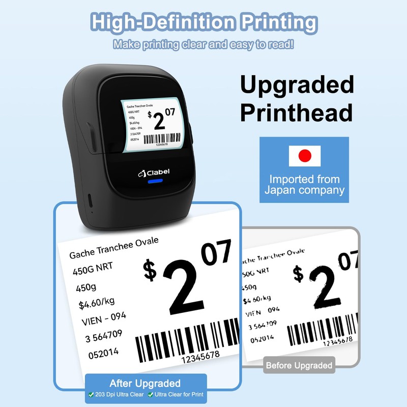 CLABEL Label Maker Machine with Tape: 221B Inkless Label Printer