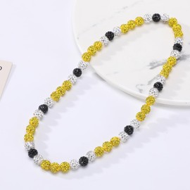 EXPHAIN Baseball Necklace For Men Women Baseball Team Inspired Beaded Necklace Unisex Rhinestone Discoball Necklaces Jewelry-Gift For Baseball Team Lovers