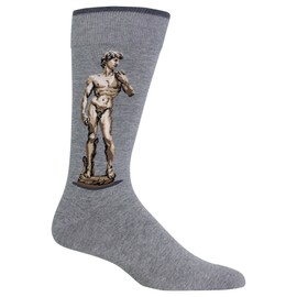 Hot Sox Men's Famous Artist Series Novelty Crew Socks, David (Grey), Shoe Size: 6-12