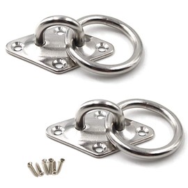 M8 Eye Plate 304 Stainless Steel Hook Wall Mounted Hook Pack of 2 (Screws Included)