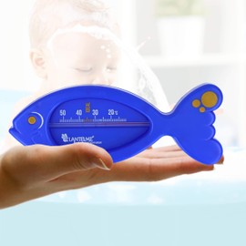 Lantelme Set of 2 Bath Thermometers Fish in White Blue Analogue Thermometer for Safe Bathing in Bathtub for Babies Toddlers Children and Adults up to 52 °C Water Temperature