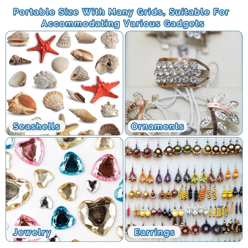 Vordpe 36 Compartments Acrylic Magnetic Seashell Display Box, Clear Shell