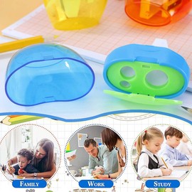 VONJUMA 4 Pcs Pencil Sharpener with Container 3-Hole Pencil Sharpener Metal Colourful Manual Pencil Sharpener for School Office Yellow Orange Blue Green