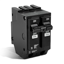 THQL220 Circuit Breaker 20 Amp 2-Pole, Plug-in Mount, Thermal Magnetic Protection, 10KA, 120/240V, Compatible with GE Q-Line & Thick Series Load Centers