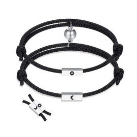 D Dongjiangjin Gift Couple Bracelet Magnetic mutual attraction matching friendship adjustable bracelets love jewellery gift for women men, Stainless Steel Nylon,