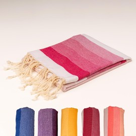 Sandrella | Hammam Towel | Recycled Cotton | Sauna, Beach, Shower, Bath & Yoga Towel | 90 x 170 cm | Gradient - White/Pink/Pink