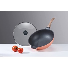 Concord 13" INOBLE Nonstick Wok Stir Fry Pan Cookware. Premium JAPAN INOBLE coating (Blush)