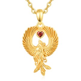 TANGPOET Phoenix Necklace for Women Sterling Silver 24K Gold Plated Phoenix Bird Pendant Necklaces Jewelry Gifts for Birthday Christmas Mothers Day