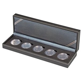 NERA Coin Case S for 5 pcs. German 5 Euro in capsules [Lindner S2362-5EK], incl. 5 matching LINDNER Coin Capsules