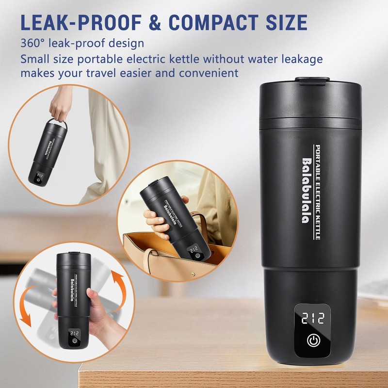 Balabulala Travel Electric Kettle, Portable Water Heater with Waterproof Silicone