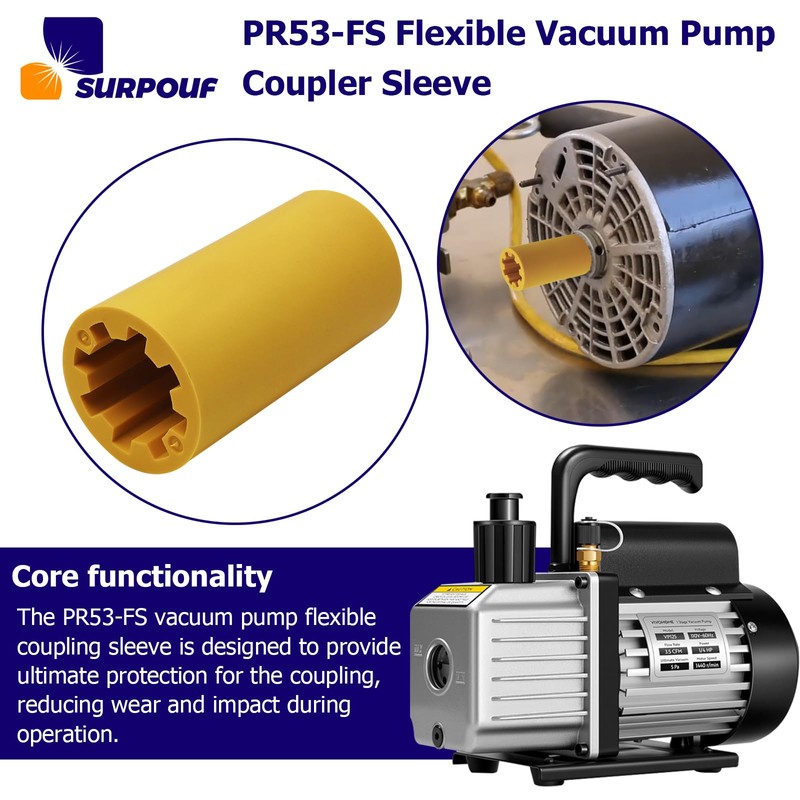 SURPOUF PR53-FS Flexible Vacuum Pump Coupler Sleeve, Flexible Drive Section,Yellow