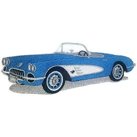 Classic Cars Collection [1960 Corvette ] [American Automobile History in Embroidery] Embroidered Iron On/Sew Patch [6.53" x2.59"]Made in USA]
