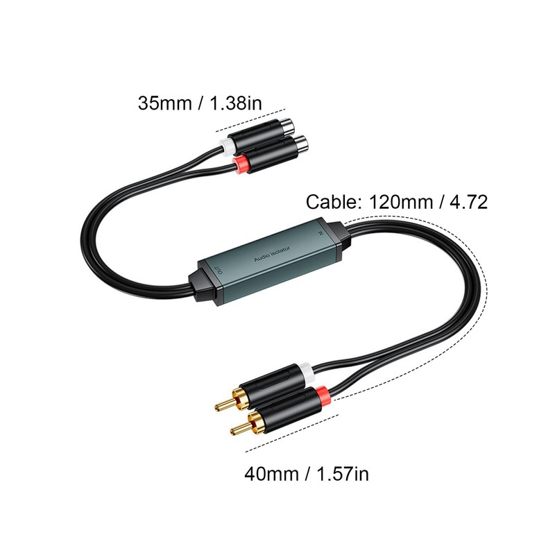 Duttek Ground Loop Noise Isolator 20cm, RCA Noise Filter, Eliminate