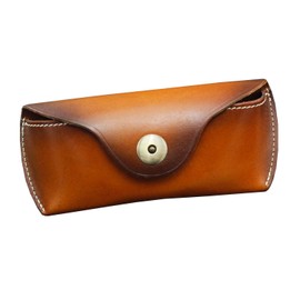 Real Cow Leather Handmade Glasses Pouch Vintage Sunglasses Belt Loop Case (soil yellow)