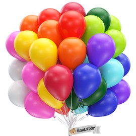 Organic Birthday Balloons [Pack of 50] Colourful • Made in EU • Certified Sustainable Organic Balloons • 100% Natural Latex • Diameter 34 cm • 10 Colours • Climate Neutral • Premium Helium Balloons